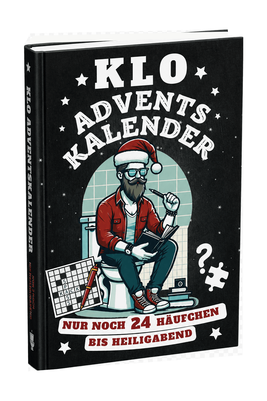 Freigestellte KI-Rekonstruktion des geprüften Amazon-Produkts Klo Adventskalender - Nur noch 24 Häufchen bis Heiligabend: Rätsel, Sprüche, Fun Facts u.v.m. - Geschenk für Männer, Frauen und Menschen mit Humor