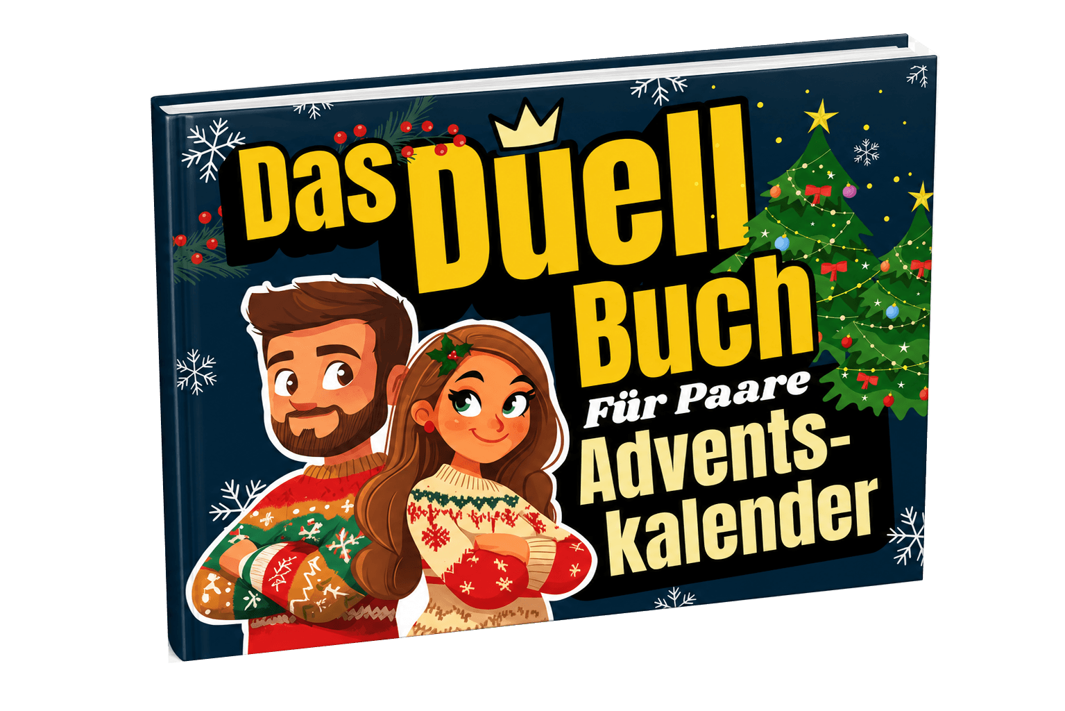 Freigestellte KI-Rekonstruktion des geprüften Amazon-Produkts Adventskalender für Paare - Das Duell-Buch: 24 lustige Spiele und Challenges inkl. 24 besondere Gutscheine für eine spannende Adventszeit und ein unvergessliches Weihnachten! (Duellbücher)