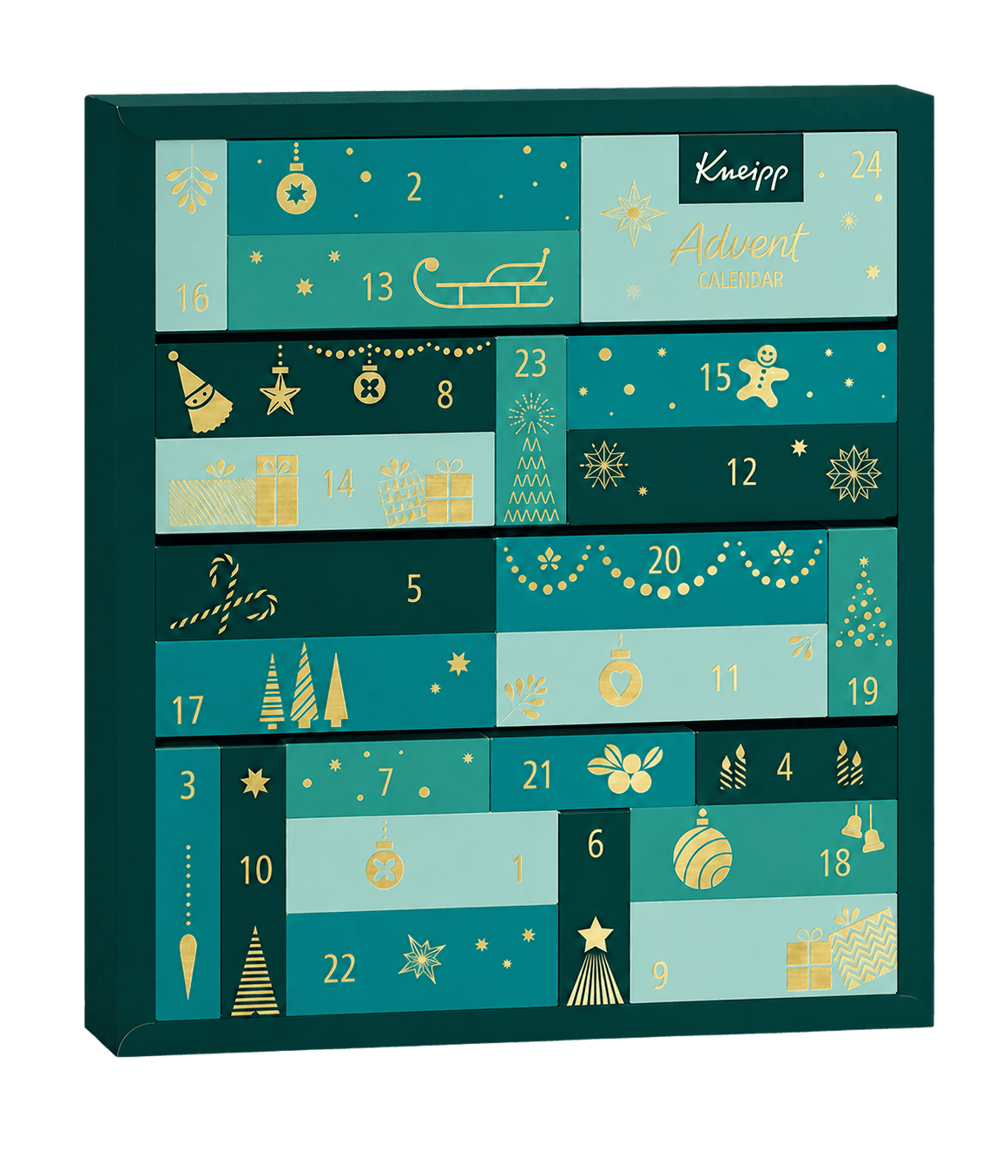 Freigestellte KI-Rekonstruktion des geprüften Amazon-Produkts Kneipp Adventskalender 2025 - Hochwertiger Adventskalender mit 24 Beauty Überraschungen für den Wellness Moment - Für Dich selbst oder zum Verschenken