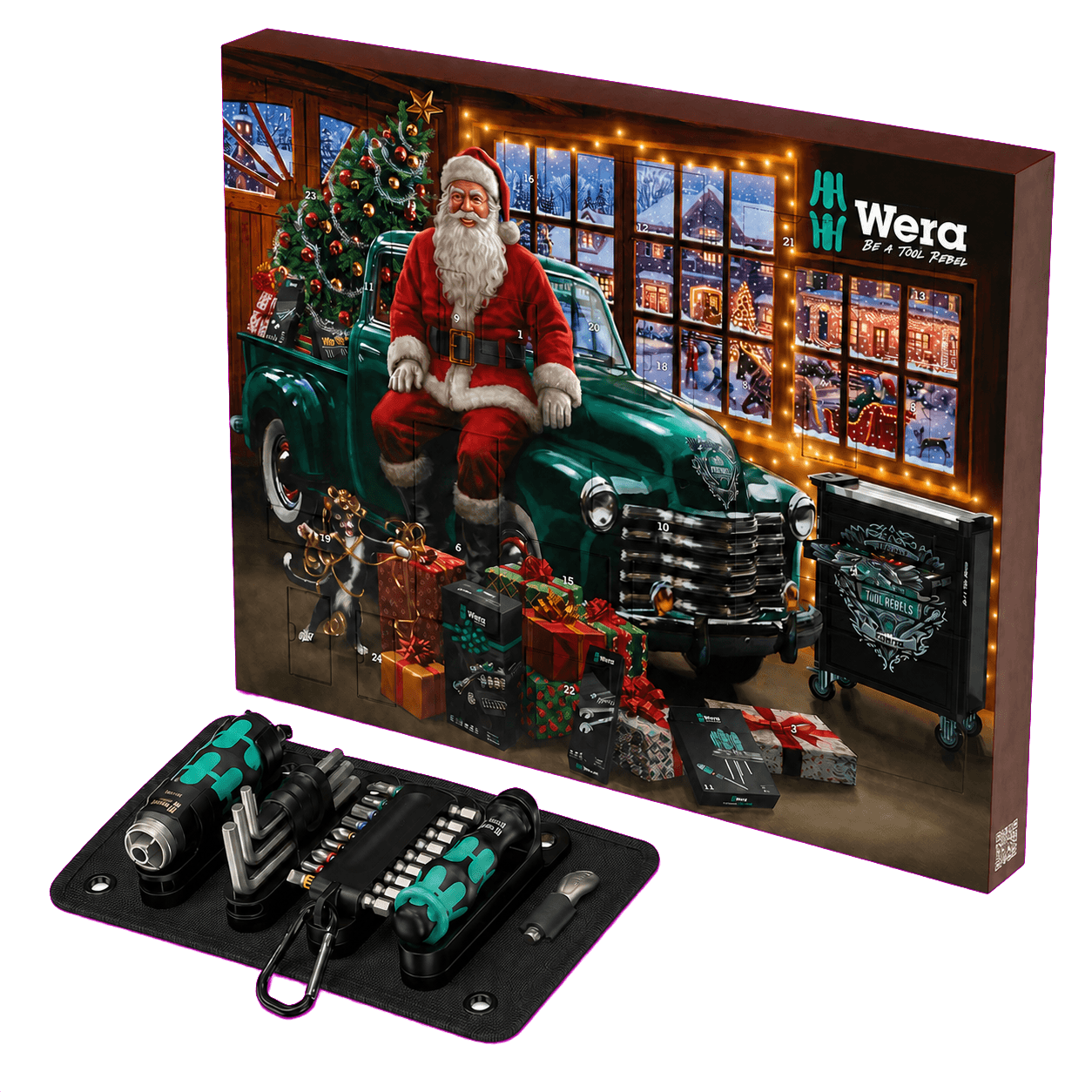 Freigestellte KI-Rekonstruktion des geprüften Amazon-Produkts Wera 05136614001 Adventskalender 2026, 24-teilig